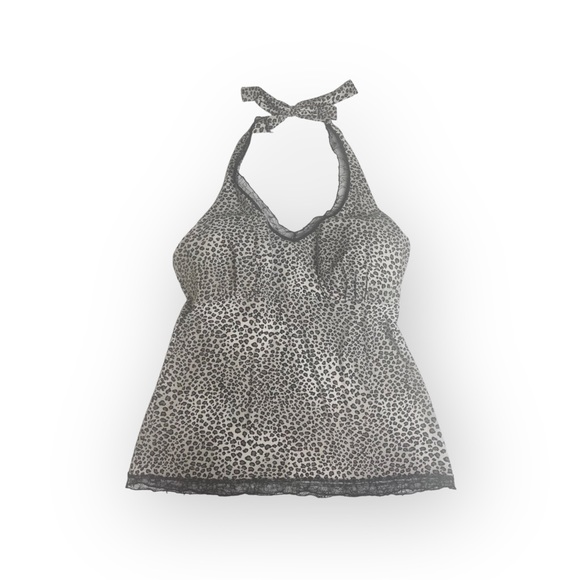 new Papillon Blanc 🝮 Bustier Halter Top 🝮 Eyelash Lace Trim 🝮 Leopard 🝮 L - Picture 4 of 16